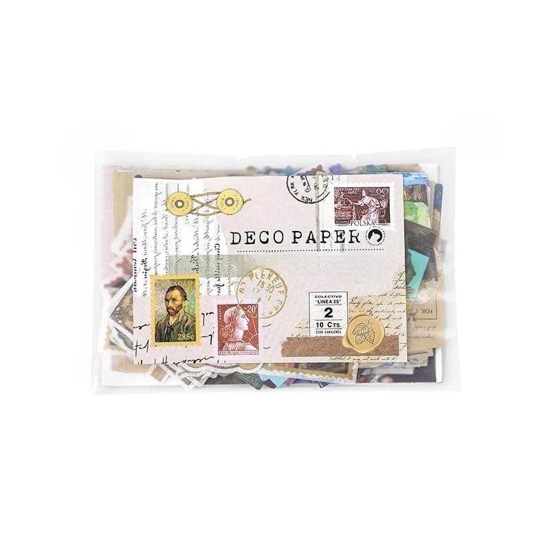 200 шт. Винтажный блокнот с клипсой и клеем для заметок, скрапбукинга, дневника, альбома, материал для этикеток, декоративные канцелярские товары, крафтовая фоновая бумага