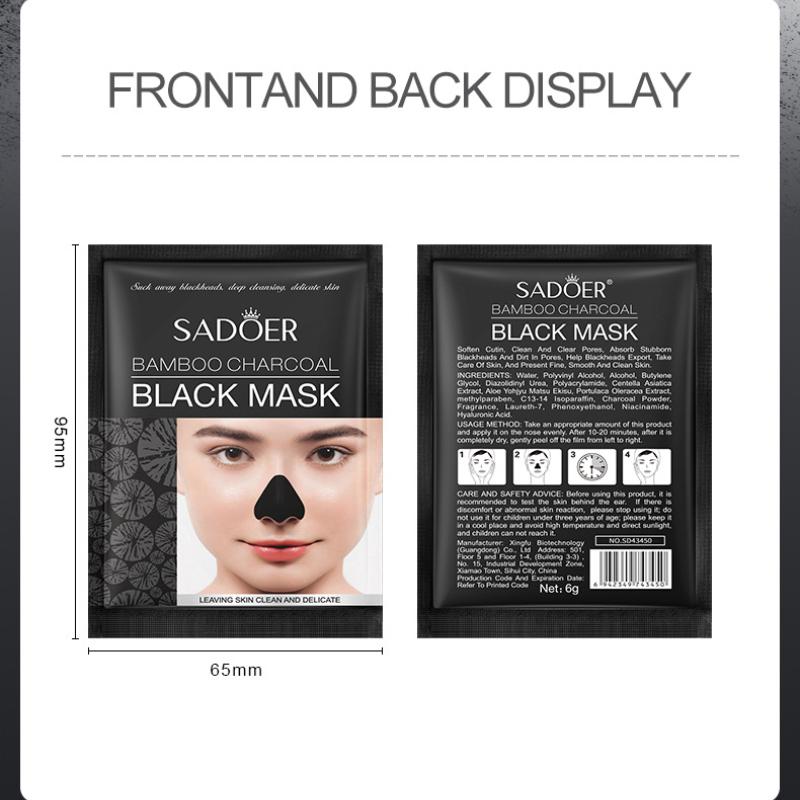 Nose Patch SADOER Bamboo Charcoal Blackhead Nasal Mask Sticker T-zone Care