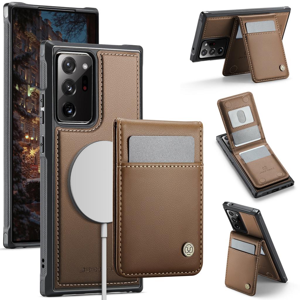 Для Samsung Galaxy Note20 Ultra Кожаная задняя крышка Совместима с MagSafe Чехол для телефона JEEHOOD J06 с карманом для карт Блокировка RFID