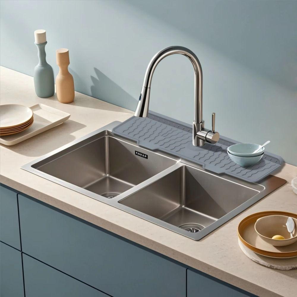S/M/L Silicone Faucet Mat Rectangular Water Drip Catcher Tray Sink Draining Pad Bathroom Sink