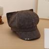 Polka dot cat ear octagonal hat women's fashion versatile square face show face small newsboy hat beret painter hat