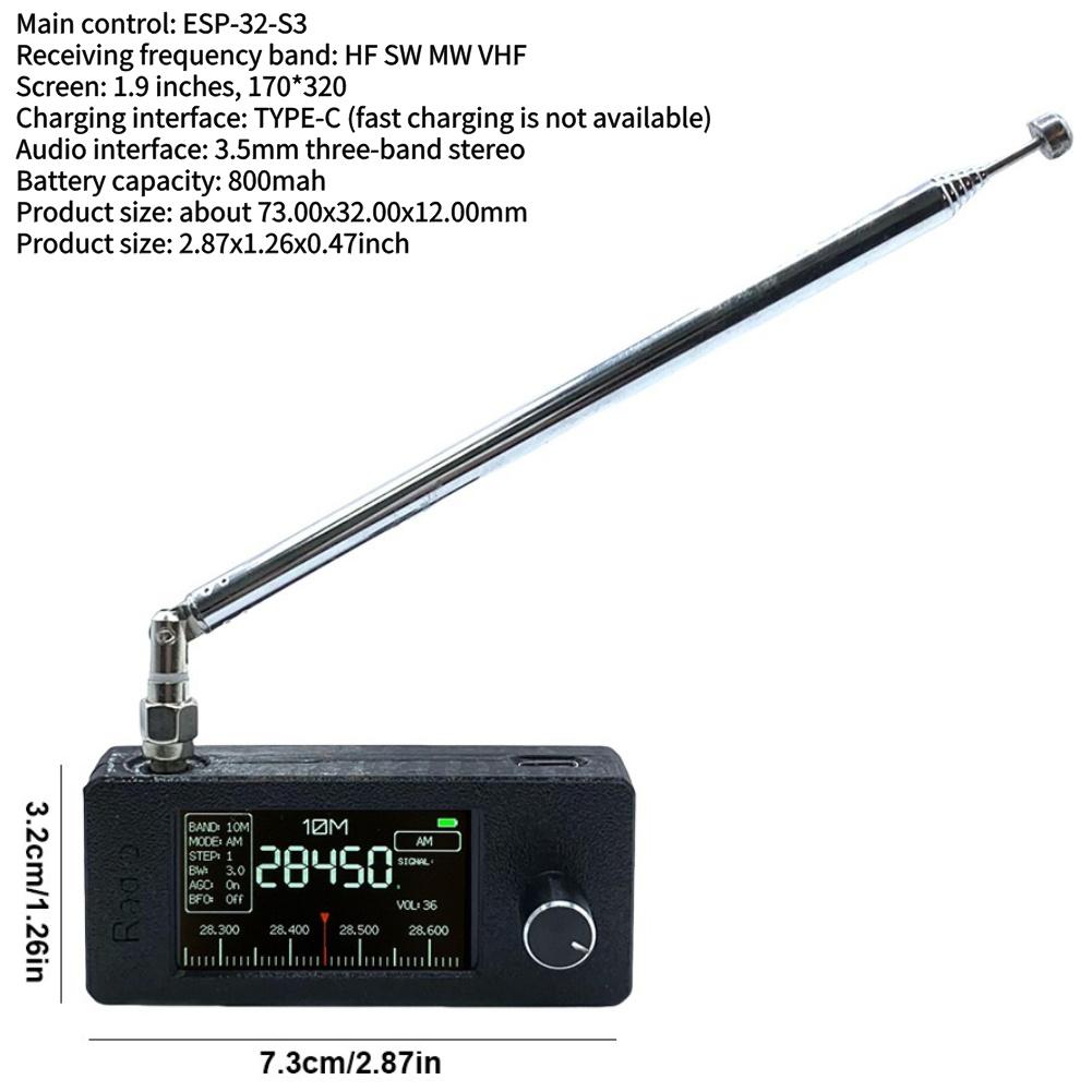 AMNVOLT V4 ATS MINI SI4732 Радио с усилителем для наушников LSB USB Транзисторные карманные радиоприемники 1,9-дюймовый IPS-экран для помещений и улицы