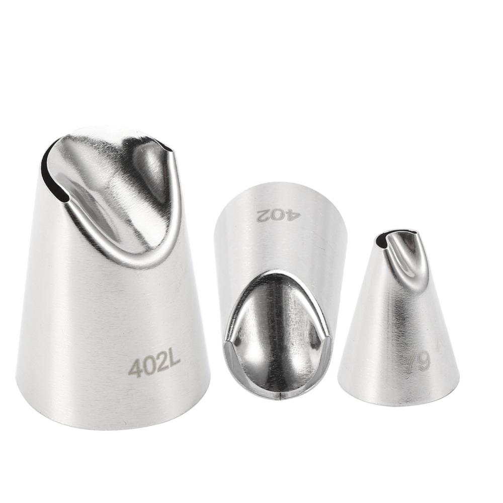 3pcs Food Grade Stainless Steel Cake Decorating Nozzles Chrysanthemum Smooth Surface Piping Nozzles Seamless Design