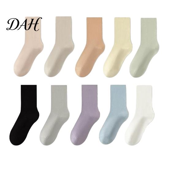 Casual College Style Socks Crew for Women, Solid Color Mid-calf Socks, Non-binding Soft Elastic Ankle Daily Yoga And Sports, Comfortable Breathable
