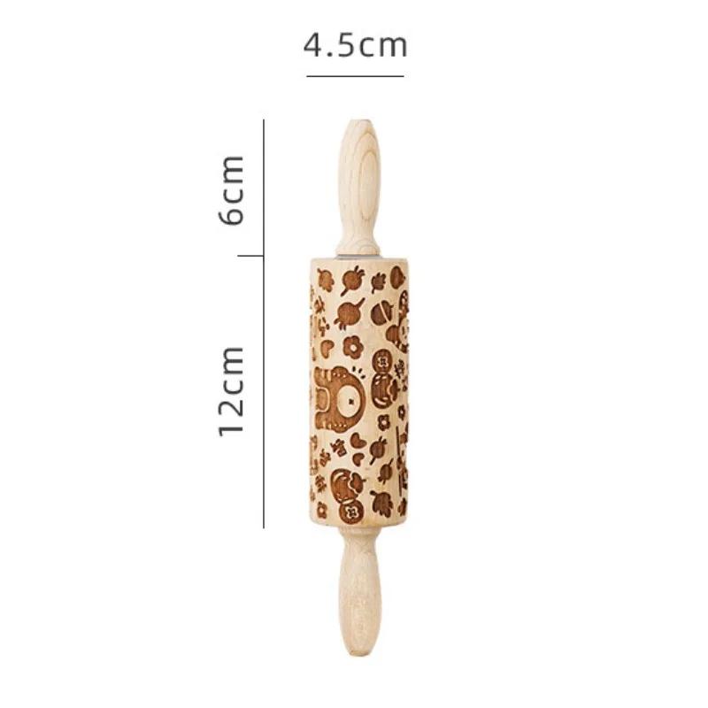 Мультяшный бисквитный принт, катящийся снежинка, лось, деревянный узорчатый ролик, форма для выпечки своими руками, рождественские аксессуары для выпечки на Хэллоуин