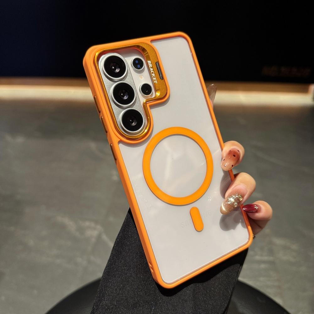 New Transparent Magnetic Case for Samsung Galaxy S26 S25 S24 S23 S22 Ultra Plus S24FE Flip Metal Lens holder Bracket Cover fanda