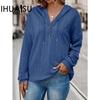 Autumn Winter Women's Loose Casual Solid Color Hooded Long-sleeved Hoodie Woman