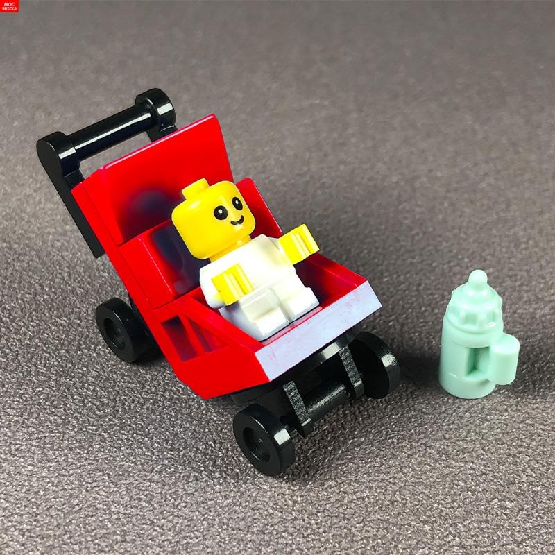 MOC Кубики Детская коляска люлька для младенцев подставка для бутылочки Обучающие Строительные Блоки Игрушки для Детей Девочек Подарок