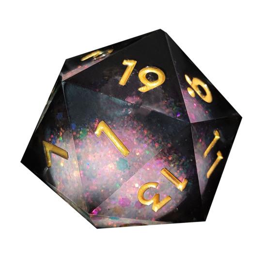 Игральные кости Liquid Core Resin Dice Sharp Edge 20-сторонние игральные кости золотисто-серебристого цвета с цифрами Многогранные игральные кости Quicksand Multi-sided D20 игральные кости для ролевой игры Реквизит для игральных костей