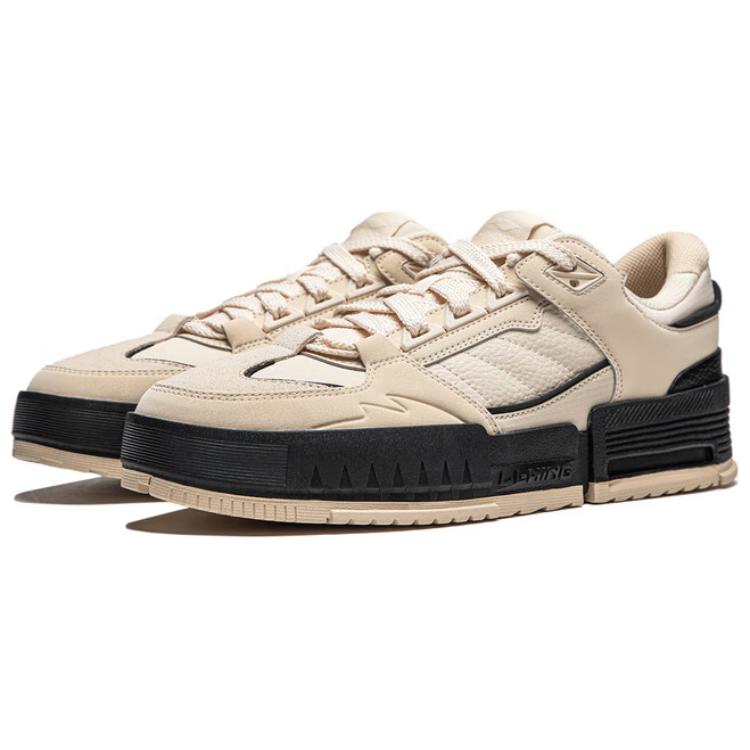 Li Ning удобные универсальные толстые подошвы, увеличивающие высоту, амортизирующие, износостойкие, низкие кроссовки для скейтбординга, мужские кроссовки желто-серого цвета AGCU105-1