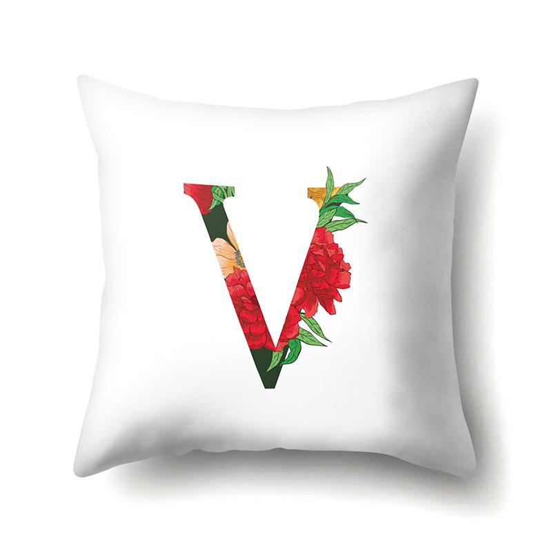 Полиэстеровая наволочка Акварельные цветы Принт для украшения автомобиля 26 английских букв Домашняя наволочка для подушки