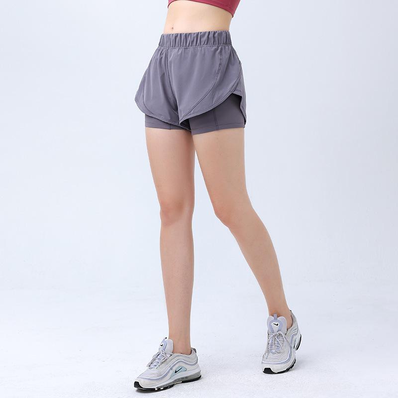 Loose slim fit anti-light three-point yoga shorts elastic running fitness pants light and breathable sports hot pants women's summer