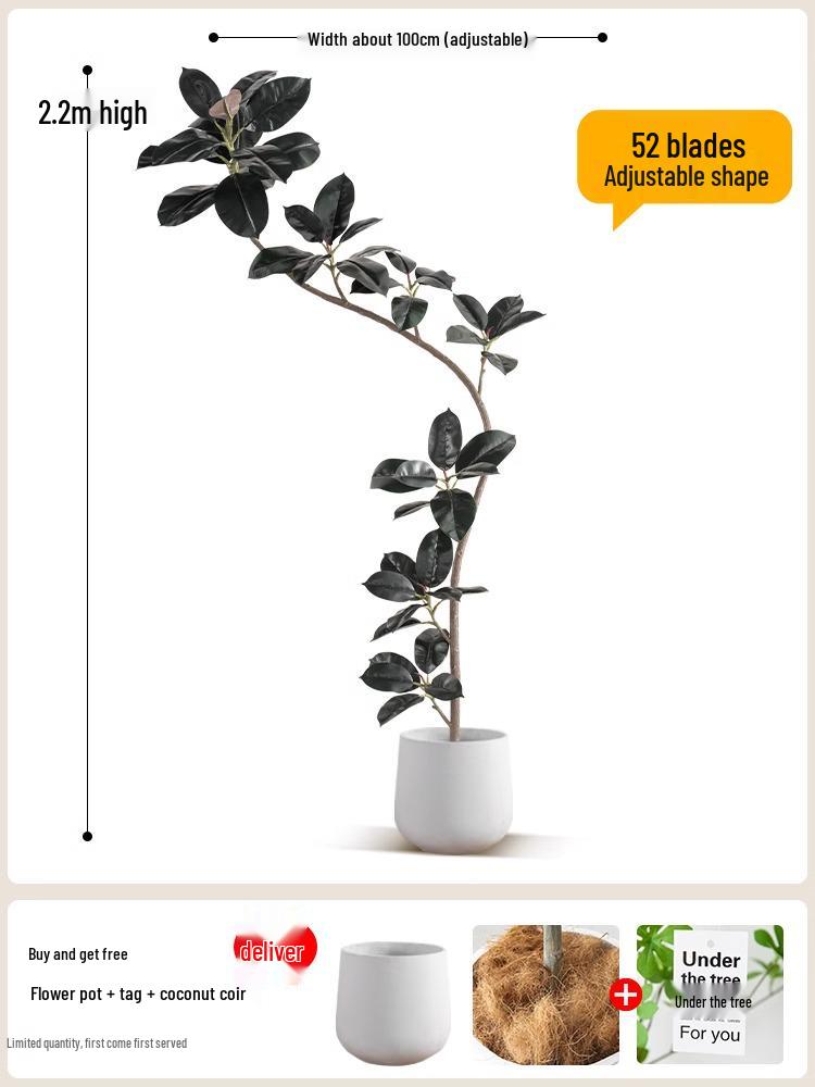 Роскошное искусственное дерево Фикус Эластика Черное Золото: Комнатное украшение и напольное украшение