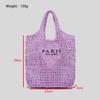 Skeleton Straw Bag Women's Mesh Pocket Handmade Woven Beach Tote Holiday Shoulder Bag
