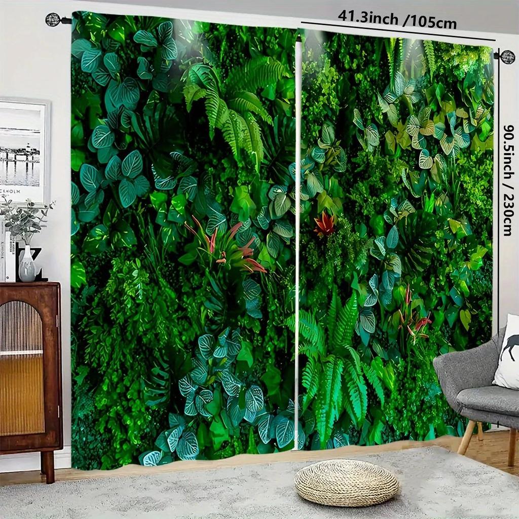 2 шт. - Шторы с принтом в виде зеленых листьев, кулиска для карниза, украшение для дома, украшение комнаты