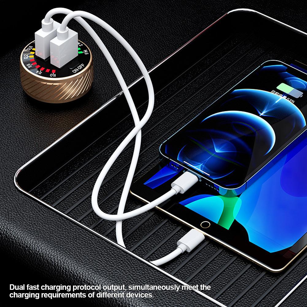 Car Dual QC 3.0 USB Charger Adapter 18W Fast Charging Marquee Light LED Voltmeter with ON OFF Switch 12V- 24V Waterproof