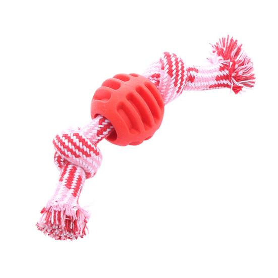 Игрушка для домашних животных Мяч с двойным узлом, устойчивый к укусам, хлопковая веревка, игрушка для жевания собак