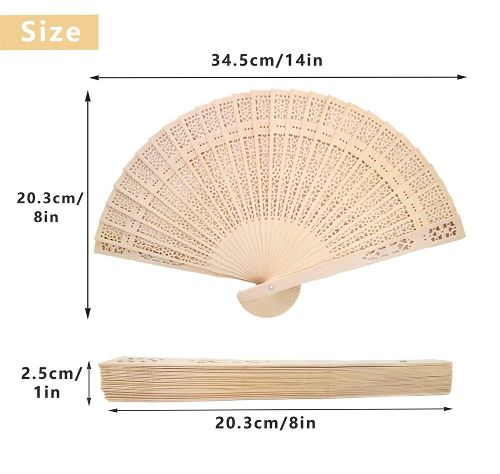 Сандаловые веера, ручные складные веера, деревянные ажурные личные ручные складные веера для детского душа, свадебных сувениров, 1 шт.