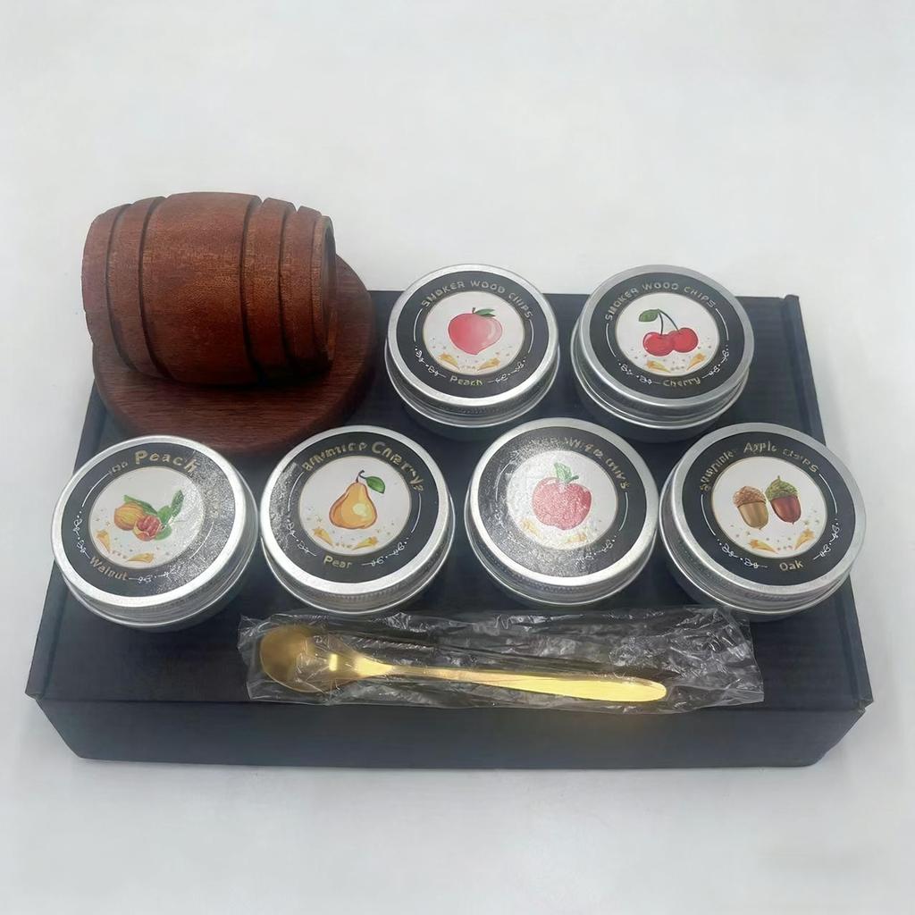 Deluxe Whiskey & Cocktail Smoker Kit - 6 Aromatic Wood Chips & Metal Filter System, Premium Home Bar Tool Set with Gift Case