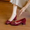 Женские туфли-лодочки на kitten heel 2026 Новая мода Бант Французский Квадратный носок Блок-каблук Туфли-лодочки