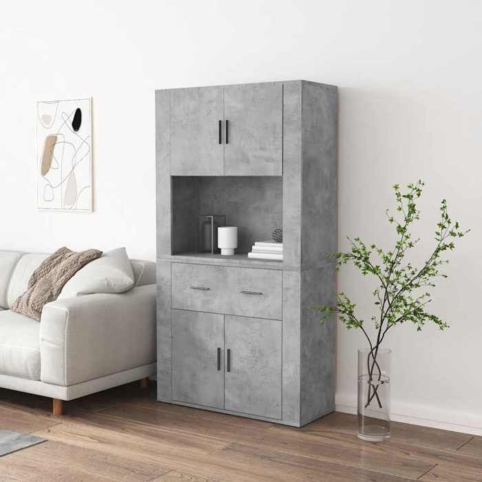Maison Exclusive - Buffet haut Gris béton Bois d'ingénierie