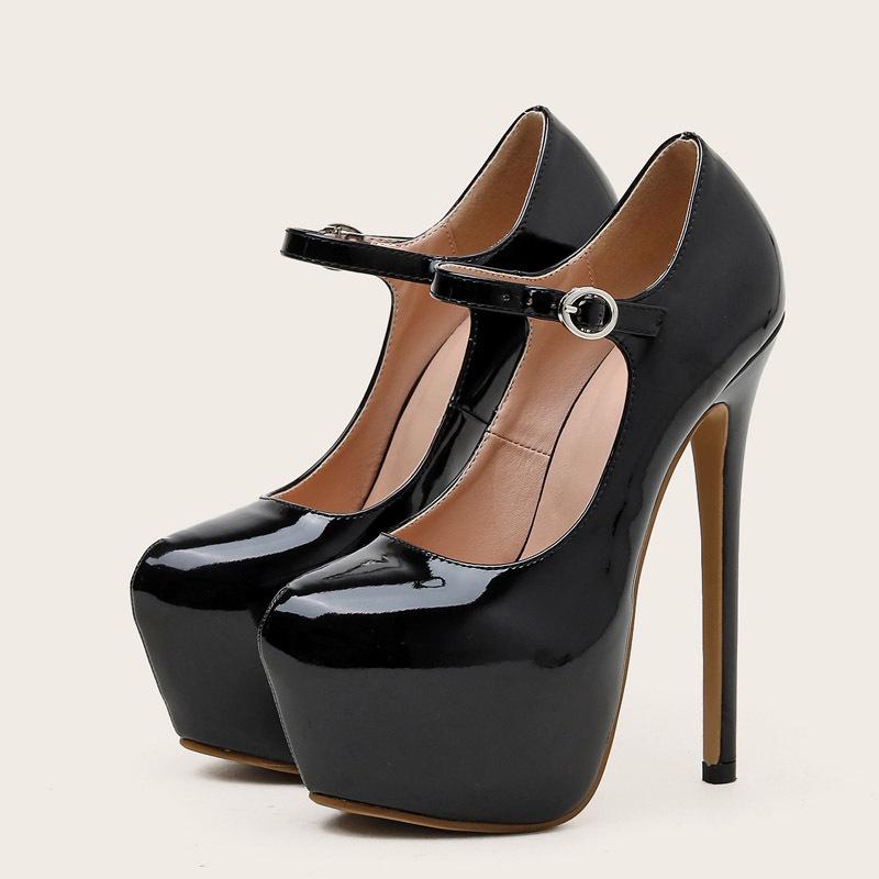 Женские туфли на платформе и шпильках: Европейско-американский стиль, ремешок с пряжкой, закрытый носок, большой размер, водонепроницаемые, идеально подходят для танцев на пилоне.