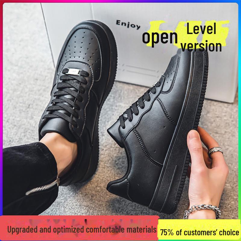 Men's Black Casual and Trendy Air Force Sports Shoes for Autumn and Winter