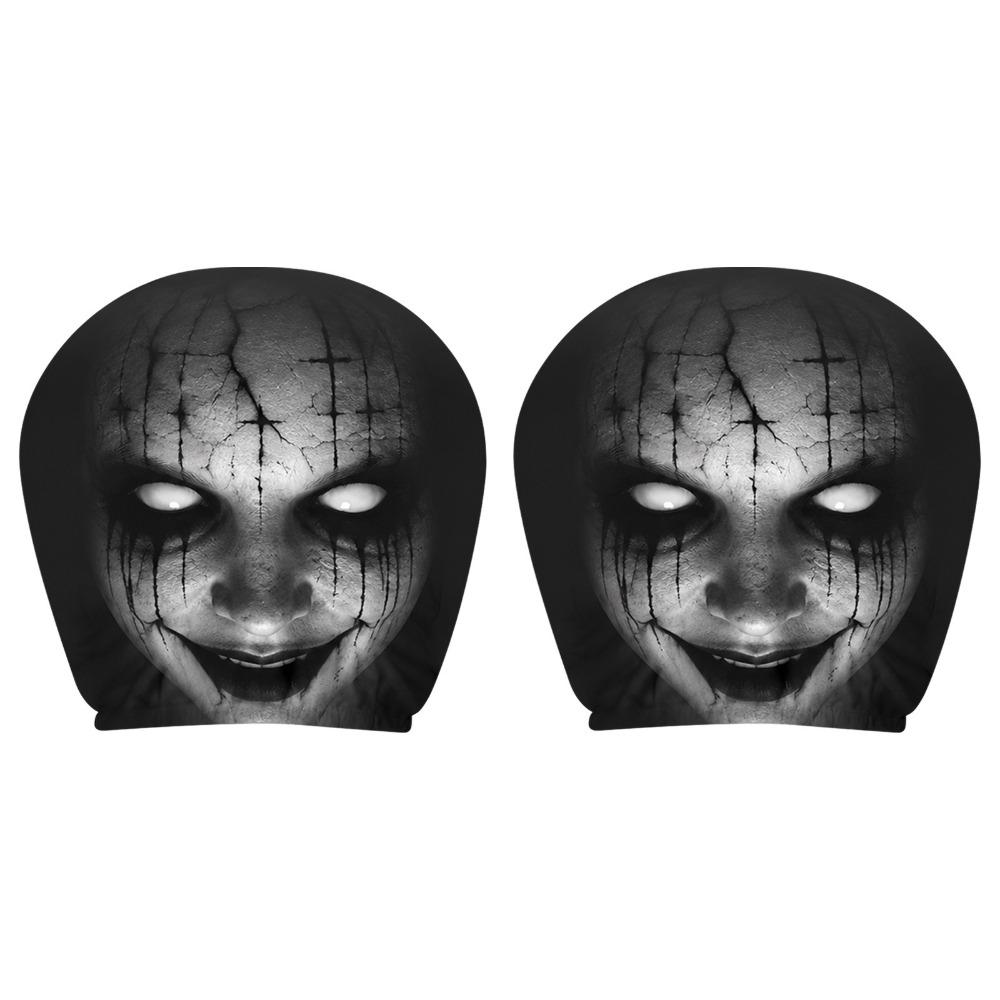 2Pcs Scary Face Printing Car Headrest Cover Car Headrest Protector Auto Interior Accessories
