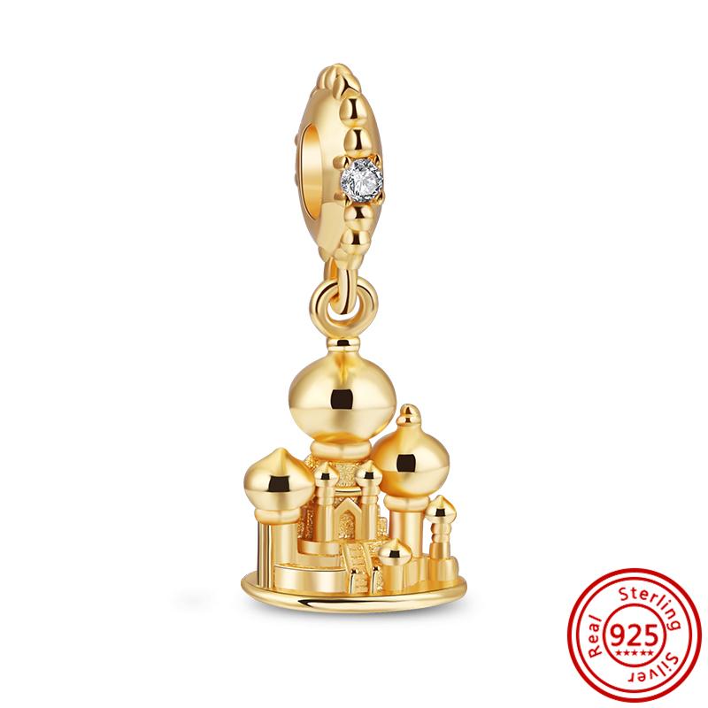 Новый 925 Серебряный Золотой Замок Ключ Пчела Солнечный Замок Красное Пламя Тонкие Бусины Подходит Оригинальный 925 Браслет Подвески DIY Изготовление Ювелирных Изделий