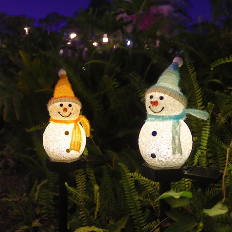Solar Garden Lights Christmas Decoration Snowman Waterproof Solar Streetlight for Outdoor Ground Plug Light Lawn Landscape Light