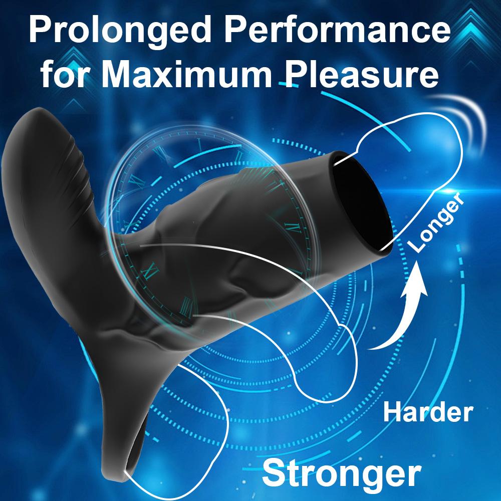 Vibrating Cock Ring With Penis Sleeve Clitoral G Spot Dual Stimulation Vibrator Couples Adult Sex Toys for Men Women Pleasure