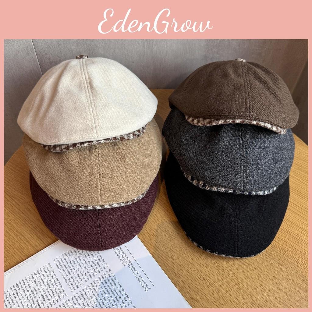 Stylish Newsboy Cap Women Casual Breathable Beret Hat With Plaid Brim Wide