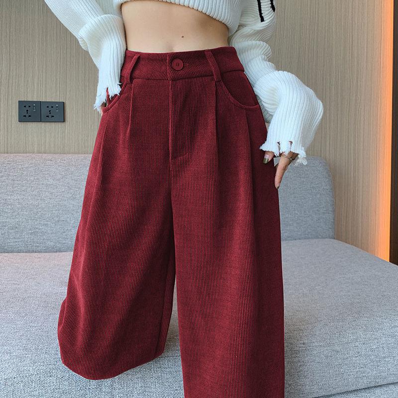 Узкие брюки широкого кроя для женщин на осень и зиму, новые, ретро, с высокой посадкой, прилегающие, в полоску, прямые, драпирующиеся