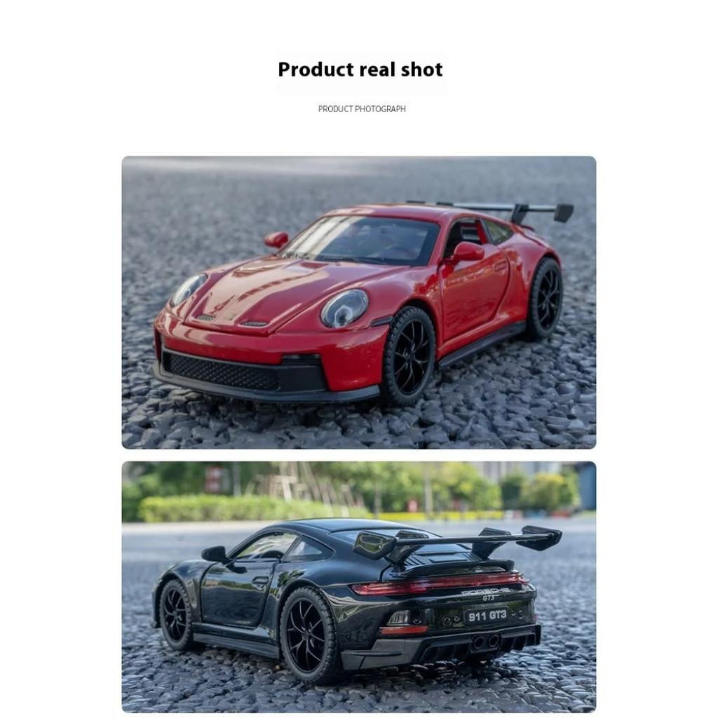 1/32 Porsche 911 GT3 RS Металлическая литая модель гоночного автомобиля Коллекция Хобби Декоративные Миниатюрные Украшения Звук Свет Игрушка Подарок для Друзей