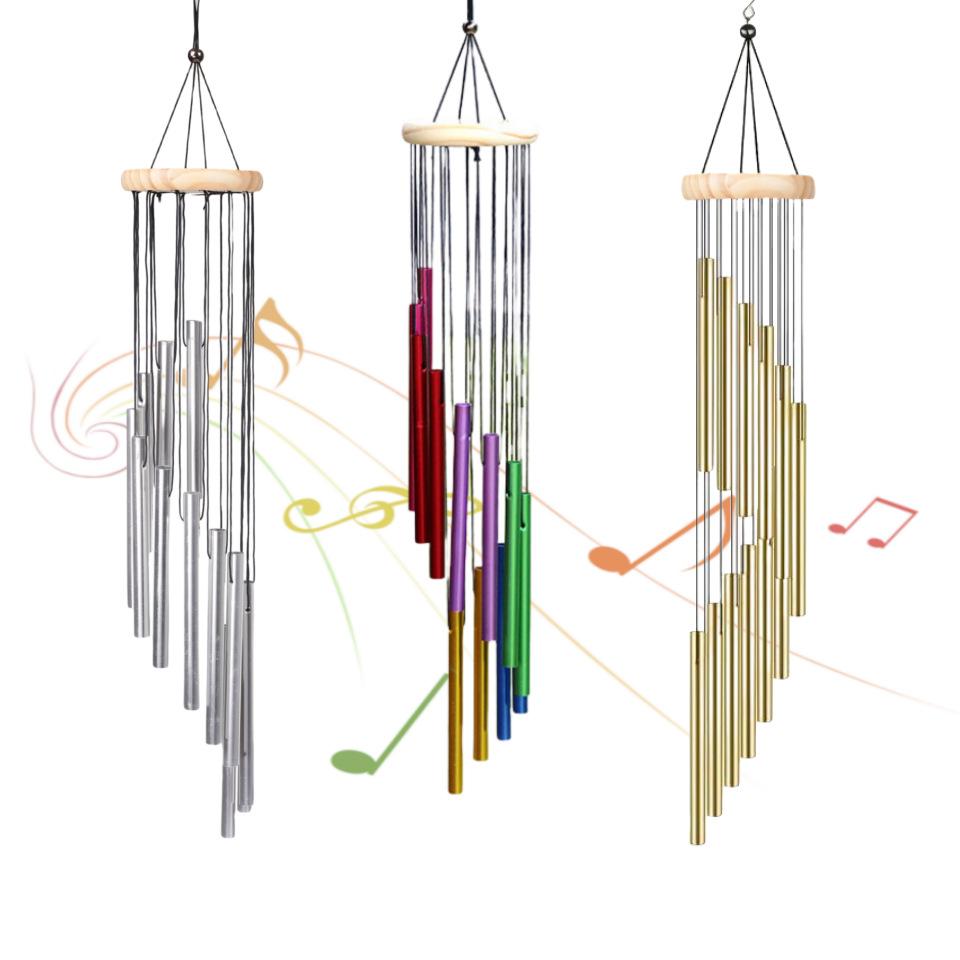 Metal Rotating Wind Chime High-level Sense Step-by-step High-rise Aluminum Pipe Tuning Wind Chime 12-tube Rotating Solid Wood Aluminum Pipe