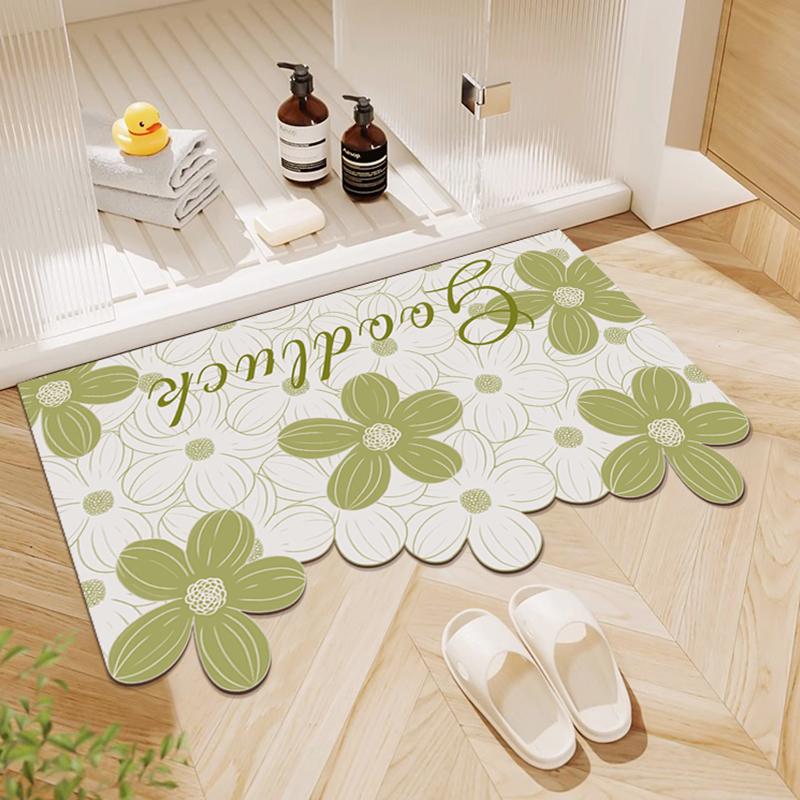 Small fresh flower bathroom door floor mat diatom mud absorbent mat bathroom non-slip carpet bathroom toilet floor mat
