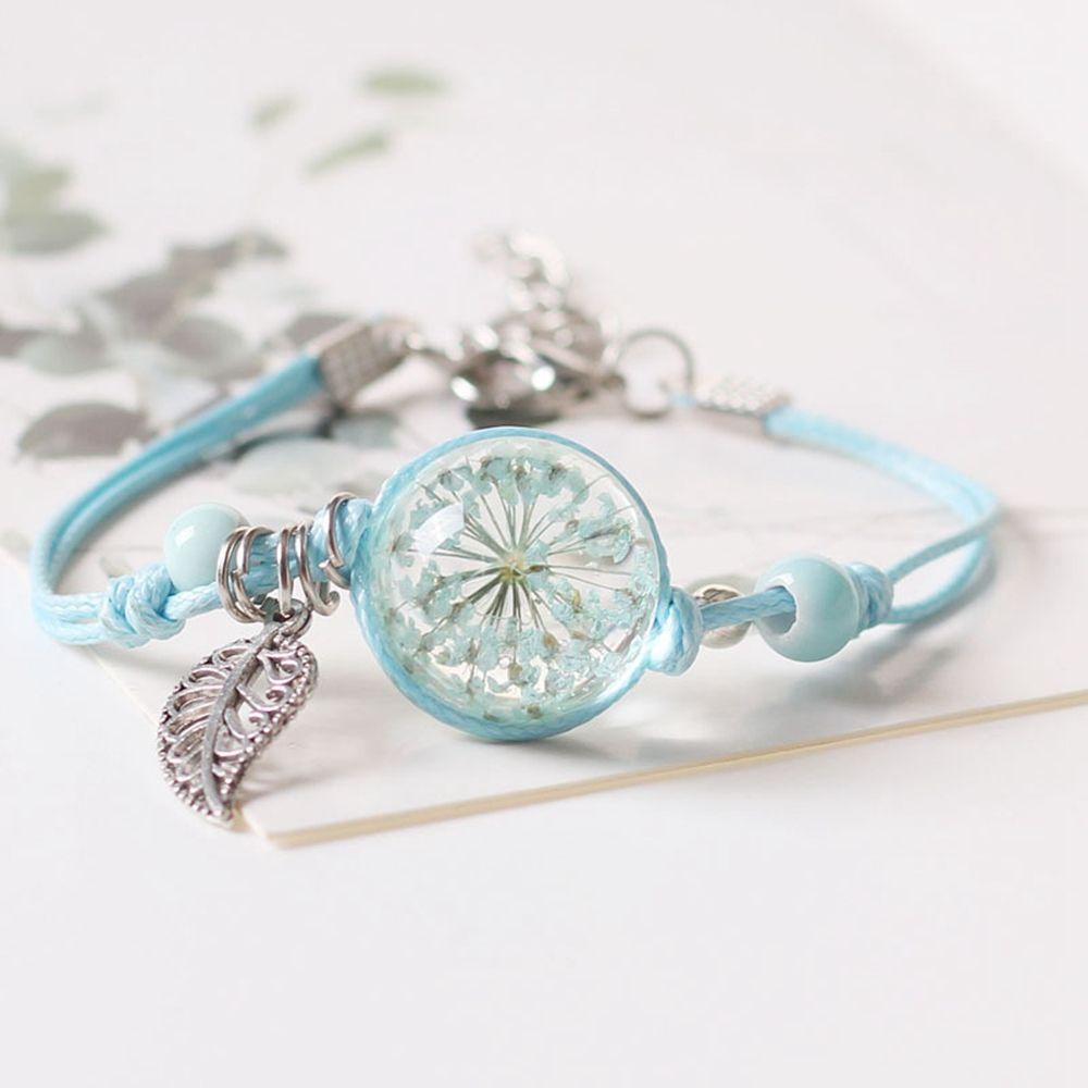 Bracelets Ethnic Style Braided Rope Bracelets Female Hand Chain Dried Flower Bracelet Gypsophil