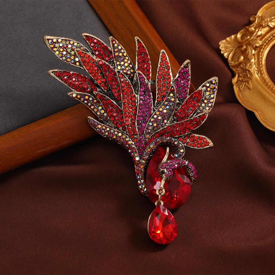 Брошь со стразами Павлин Феникс Булавка Ветровая Преувеличение Женское Модное Пальто Куртка Корсаж