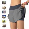 Women Running Shorts 2-in-1 with Pocket Wide Waistband Coverage Layer Liner Lounging Sport Yoga