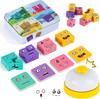 Wooden Cube Puzzle, Faces Puzzle Building Cube, 3D Puzzle Face Changing Magic Cube, Mastugart Game for 3-7 Children with Table Bell