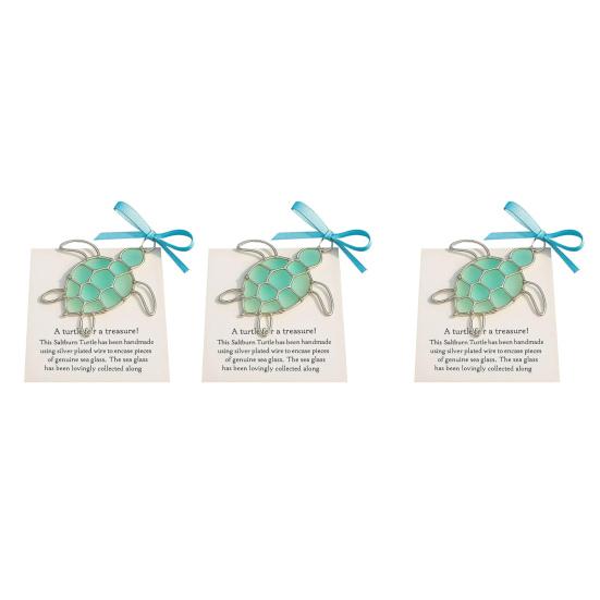 Sea Turtle Ornament with Card Sea Glass Turtle Gifts for Women Turtle Lovers Christmas Tree Hanging Decoration for Indoor Outdoor Home Decor
