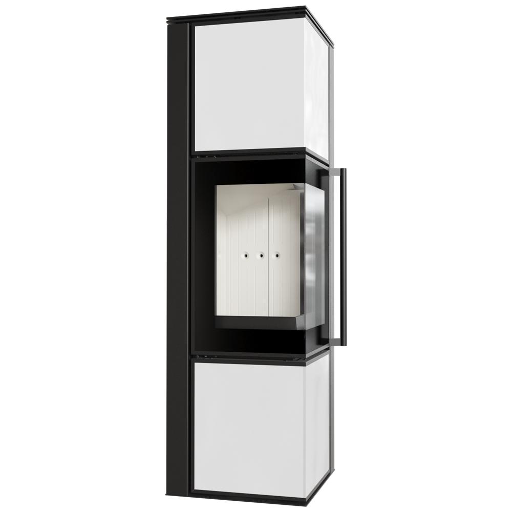 Дровяная стальная печь KRATKI TORA/M 8 кВт Ø 150 панель из белого стекла