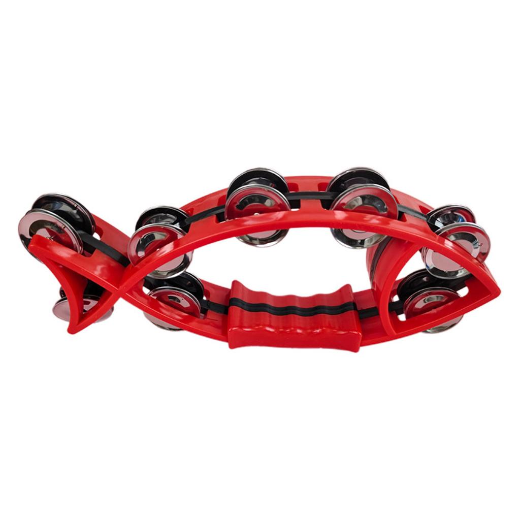 Двухрядный тамбурин в форме рыбы, ручной колокольчик, тамбурин в форме полумесяца, музыкальный инструмент для взрослых, детей, церкви, баров