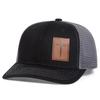 Unisex Cross Brown Leather Label Baseball Net Caps Outdoor Adjustable Spring and Summer Casual Sunscreen Hat