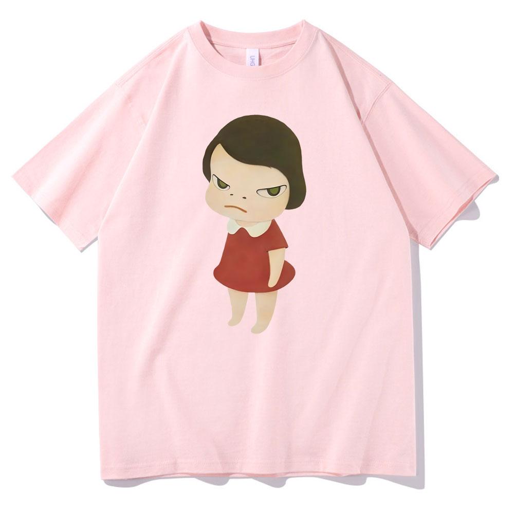 Yoshitomo Nara Red Dress Girl Graphic Print Tshirt  Women Fashion Cartoon Harajuku T-shirts Cute Funny T Shirt