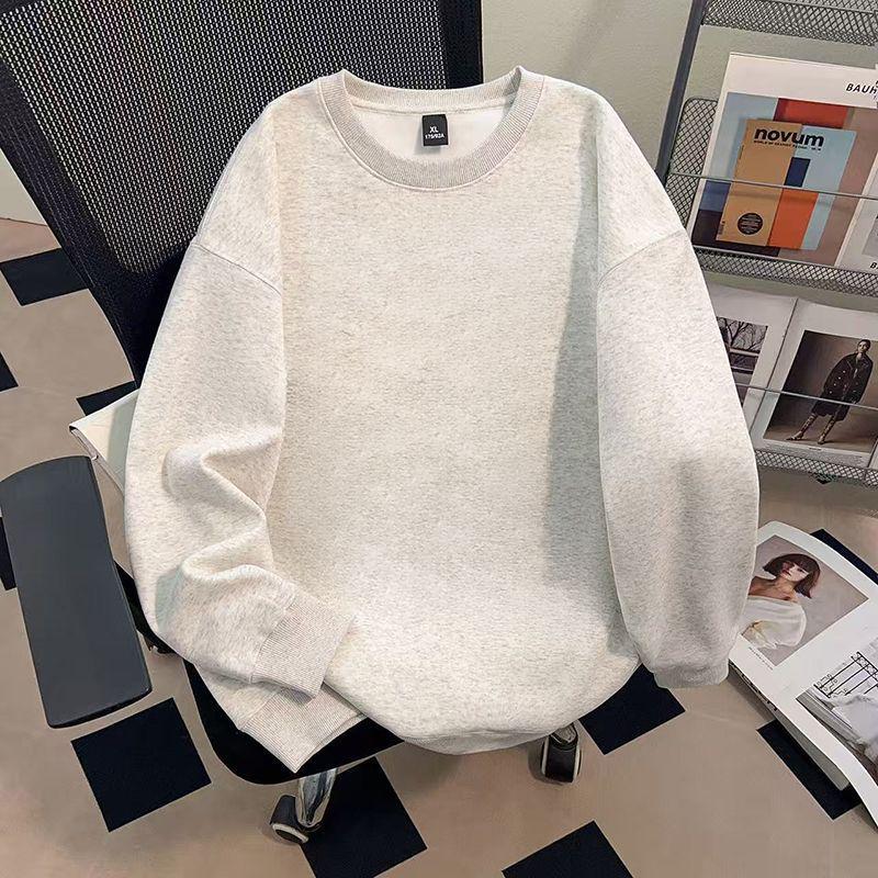 Унисекс толстовка из флиса 450 г, оверсайз, с длинным рукавом, круглым вырезом, идеально подходит для осени и зимы