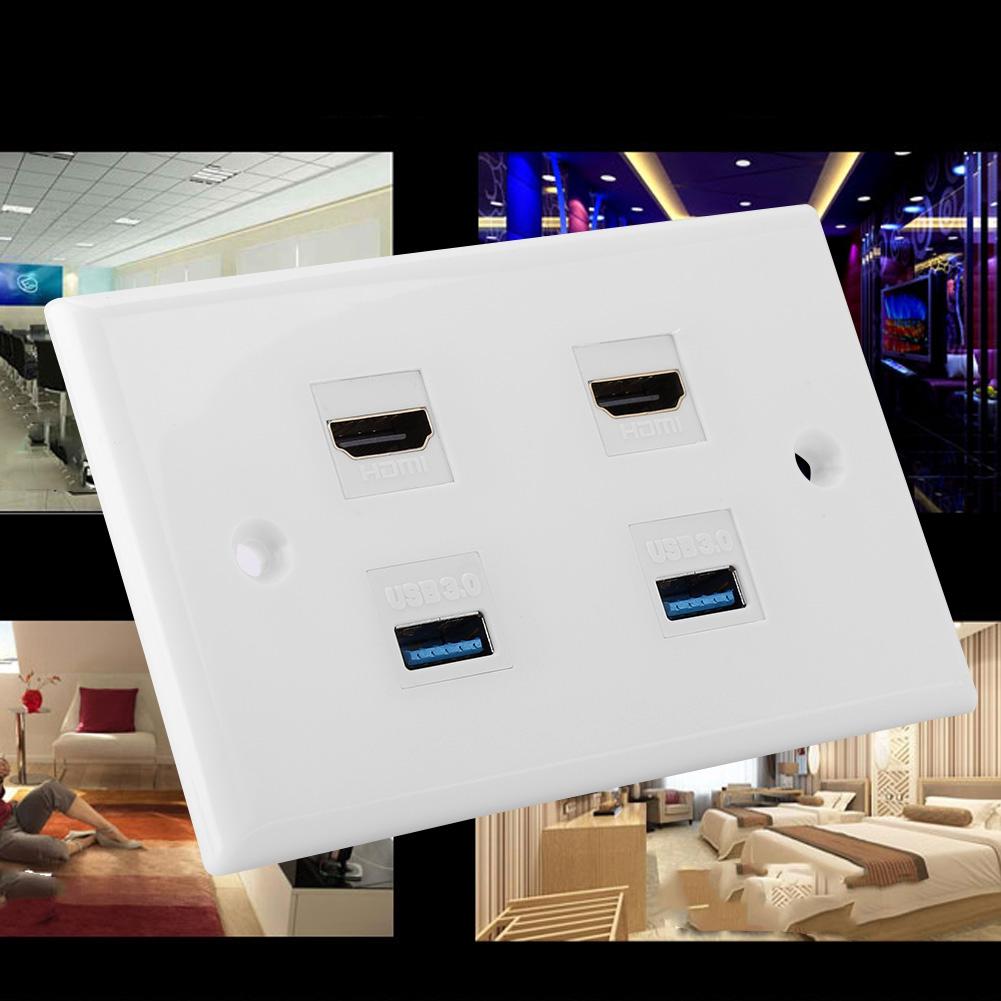 2Port HDMIMi 2 порта USB3.0 HDMI соединительная крышка аудио видео HDTV настенная панель