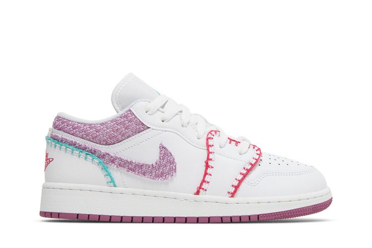 Kids' Sneakers Nike Jordan 1 Low White Light Bordeaux (GS) White/Rush Pink/Washed Teal/Light Bordeaux