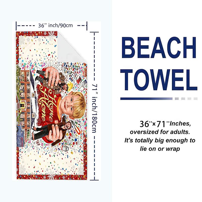 Home Alone Christmas Print Beach Towel, Large Soft Quick Dry Towel for Beach Camping Swimming
