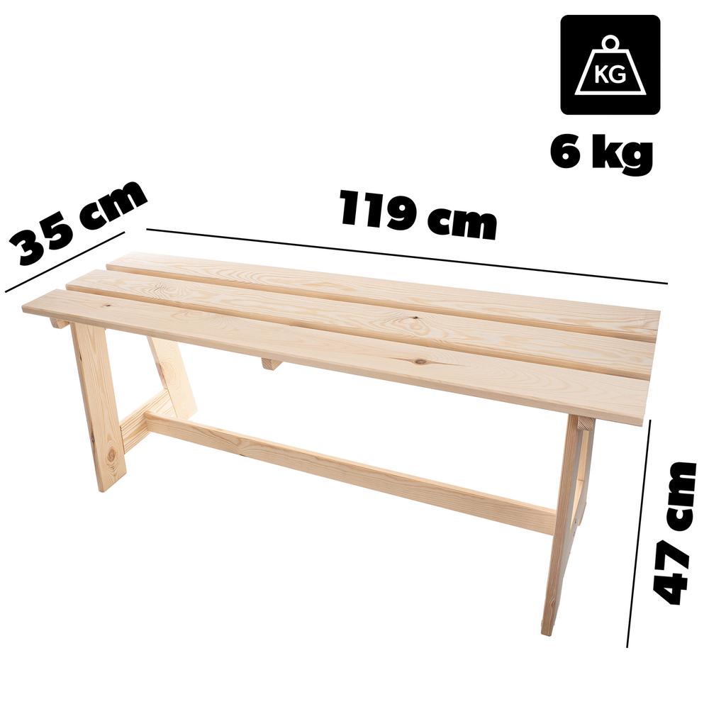 KADAX Садовая деревянная парковая скамейка без спинки 119 см Скамейка для террасы Прочная